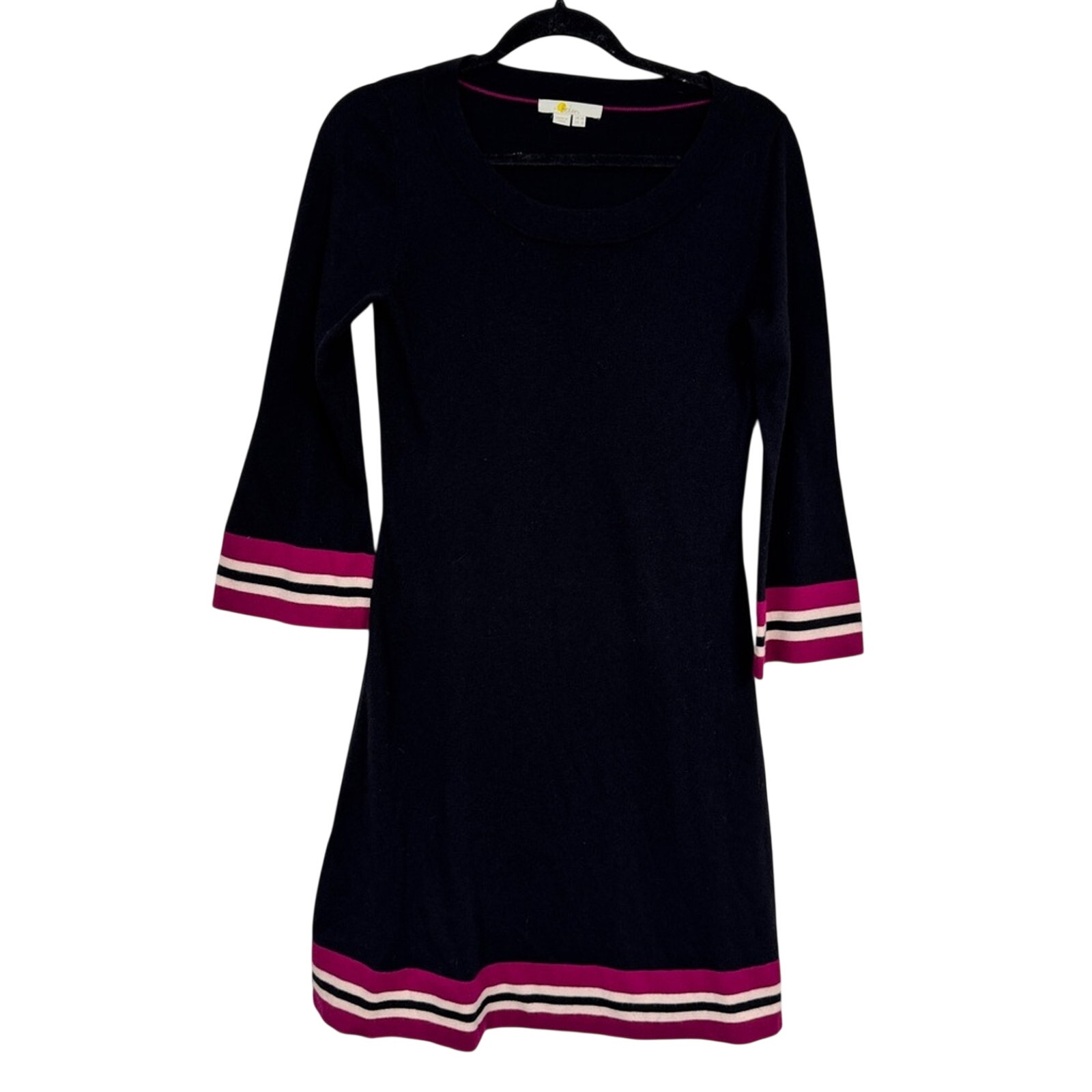 Boden Black Pink A Line Mini Dress Womens 6 Preppy Coquette Twee Skater Stretch